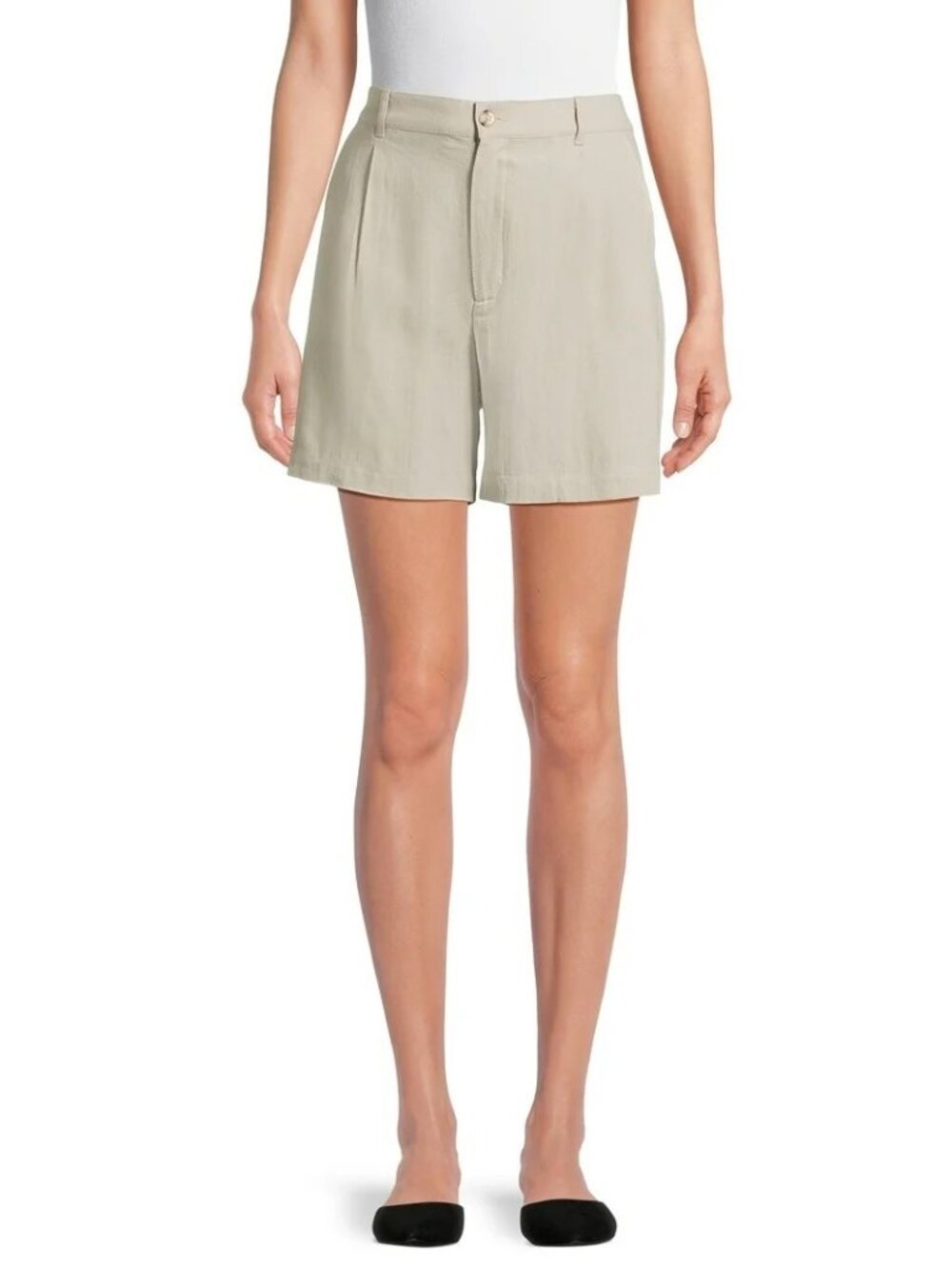 Time & Tru Brown Linen Blend Pleated Shorts Size XXL 20 Mid Rise NWOT